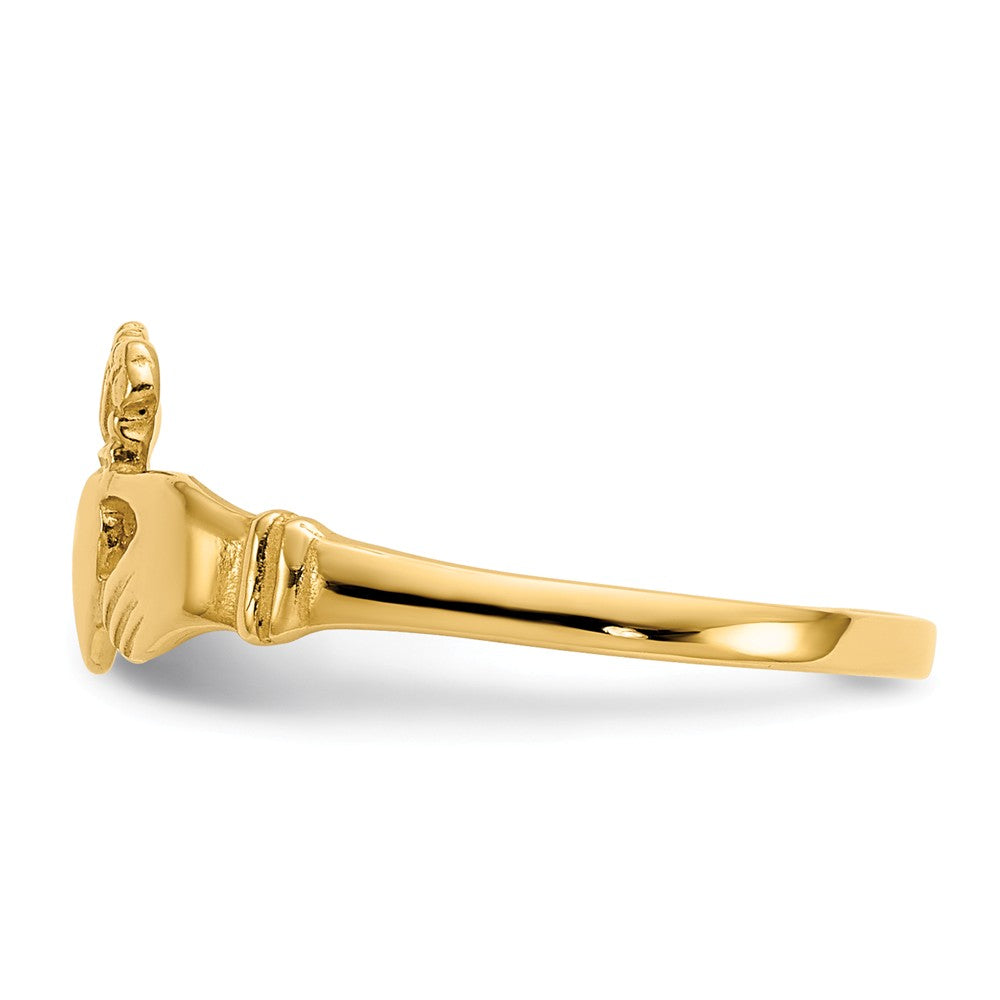 14k Yellow Gold Polished Ladies Claddagh Ring, Size: 6