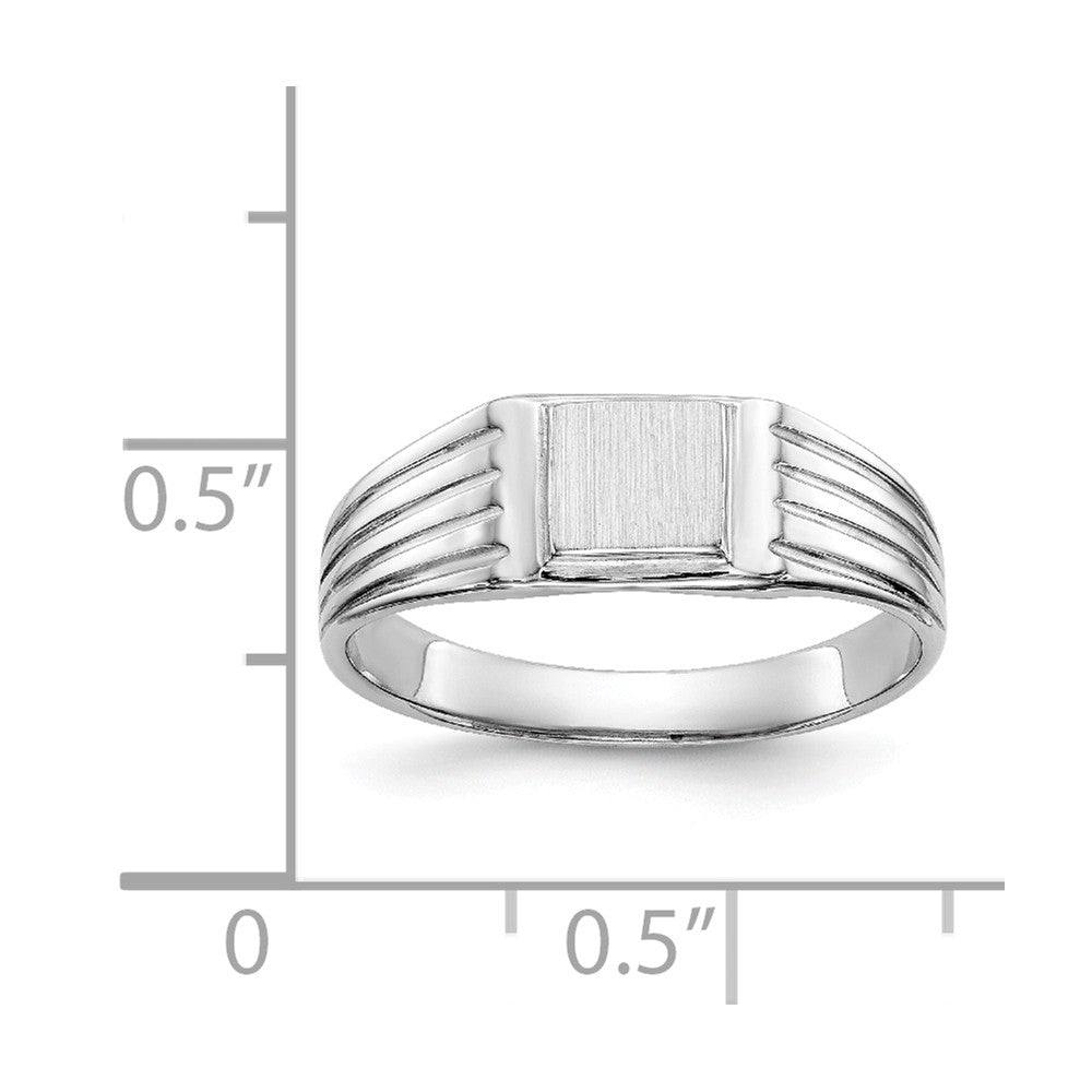 14k White Gold Childs Signet Ring, Size: 5.5