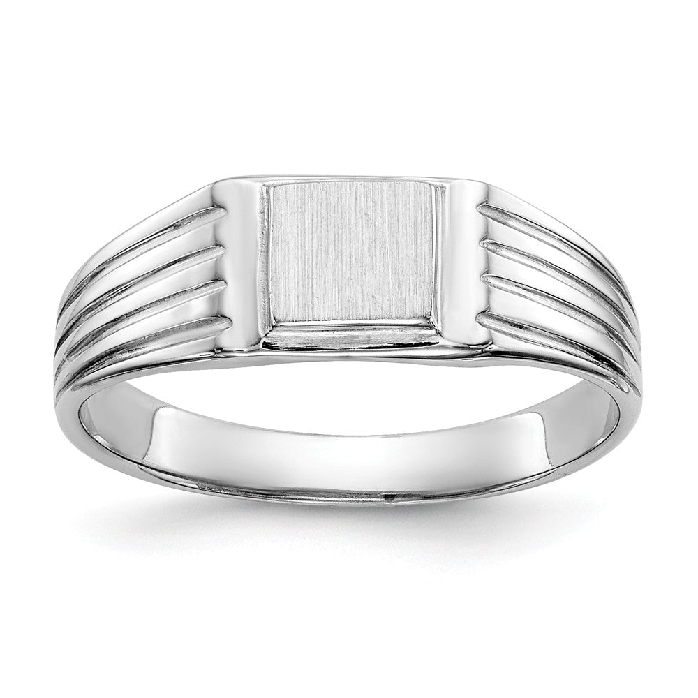 14k White Gold Childs Signet Ring, Size: 5.5