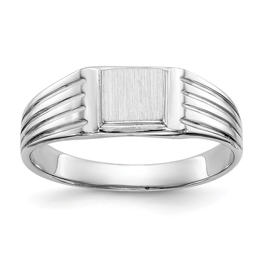 14k White Gold Childs Signet Ring, Size: 5.5