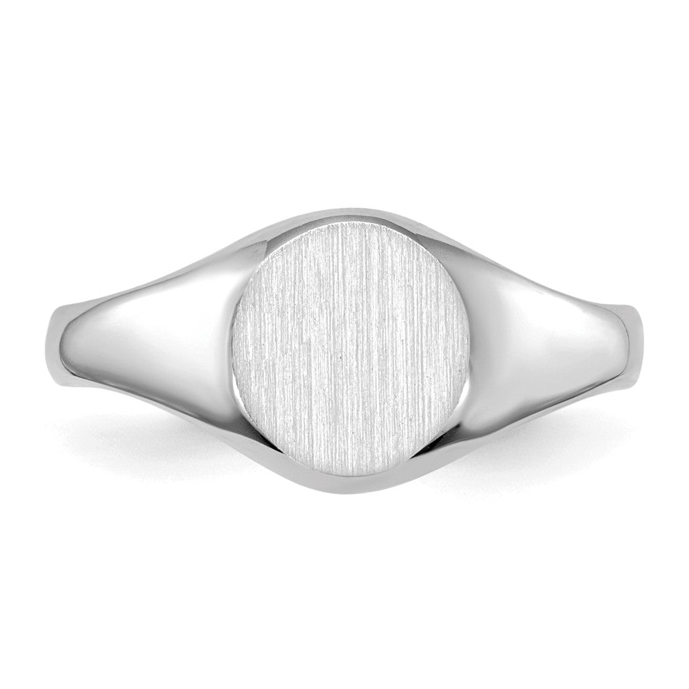 14k White Gold Childs Signet Ring, Size: 5