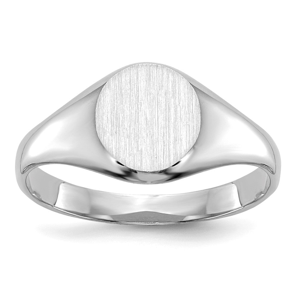 14k White Gold Childs Signet Ring, Size: 5