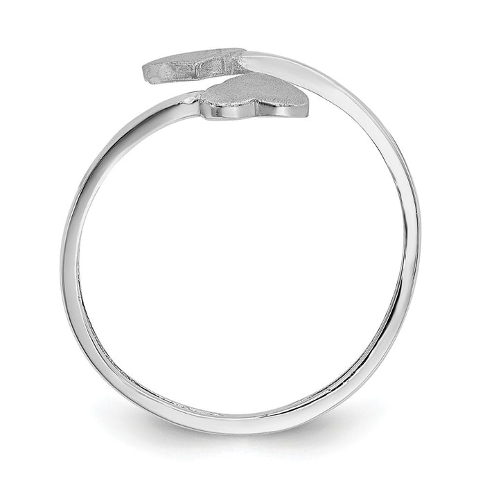 14k White Gold Double Heart Ring, Size: 4