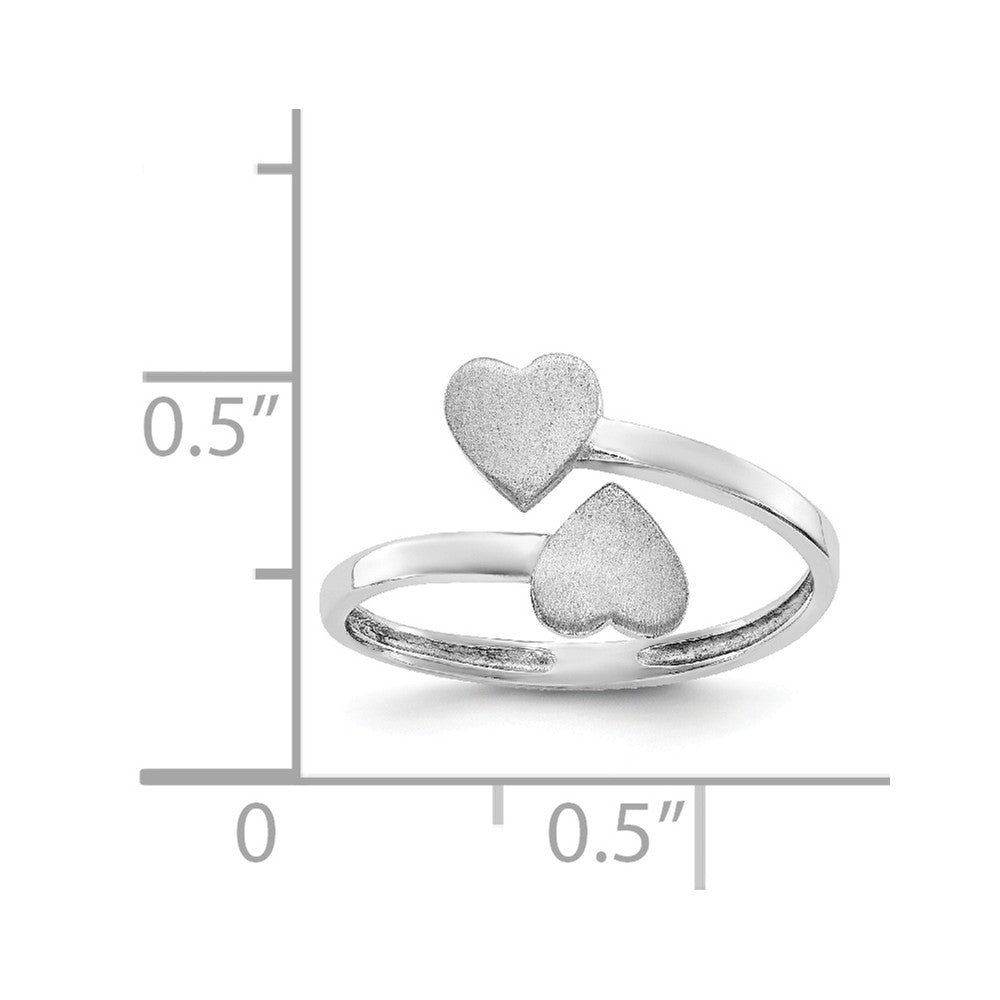 14k White Gold Double Heart Ring, Size: 4