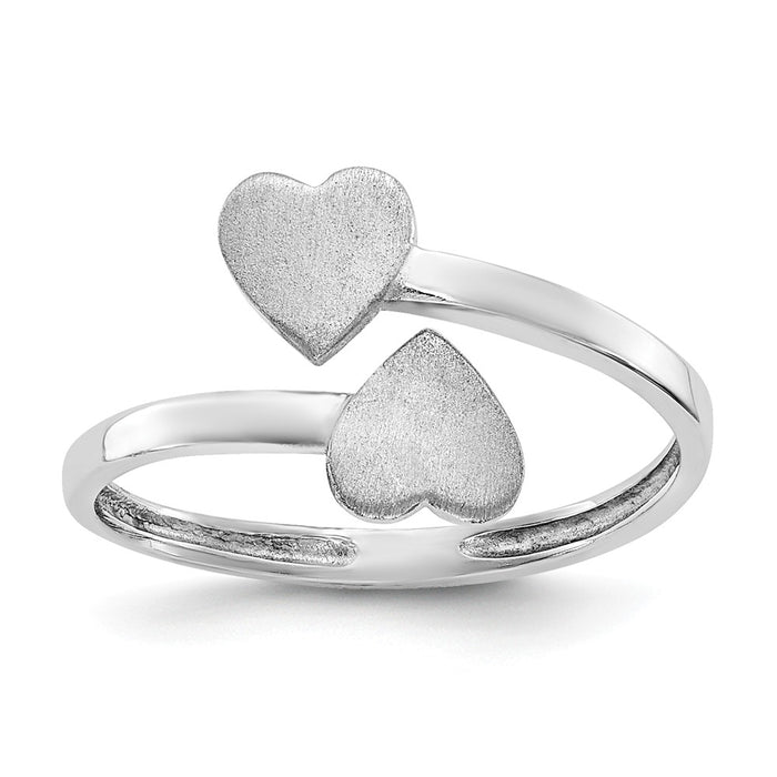 14k White Gold Double Heart Ring, Size: 4