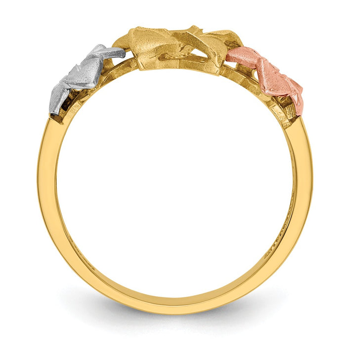14k Tri-Color Gold Plumeria Ring, Size: 7.5