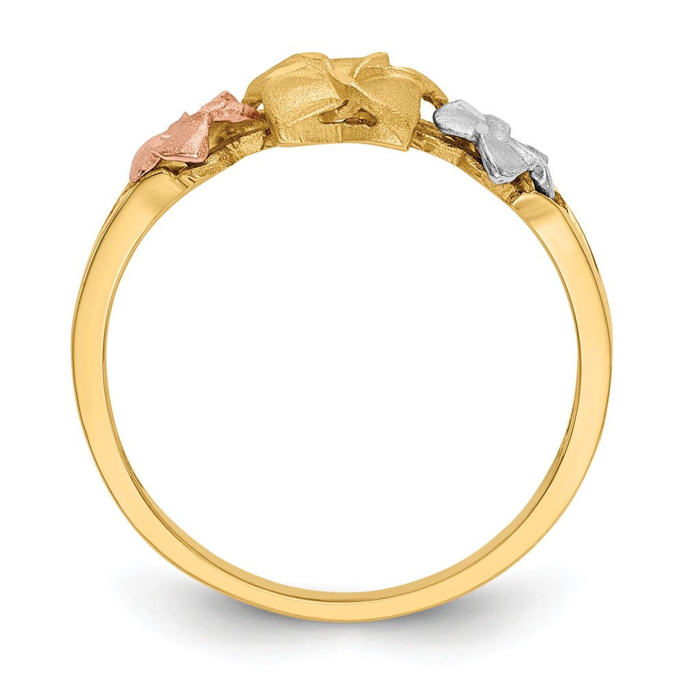 14k Tri-Color Gold Plumeria Ring, Size: 6.75