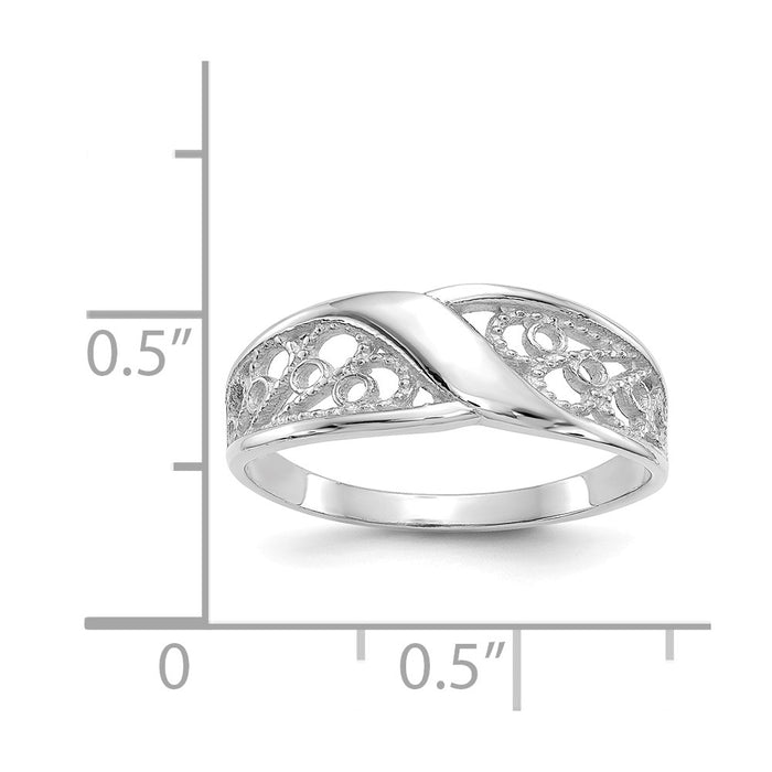14k White Gold Filigree Ring, Size: 6