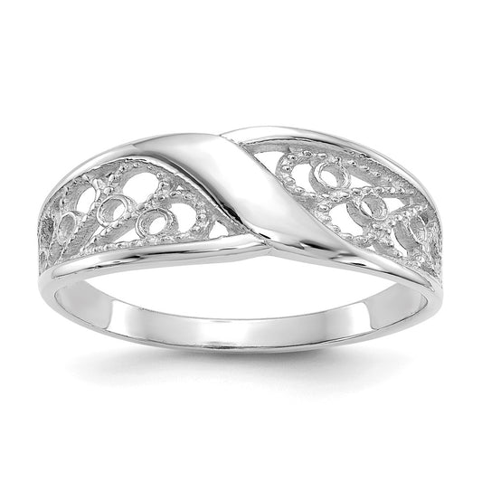 14k White Gold Filigree Ring, Size: 6