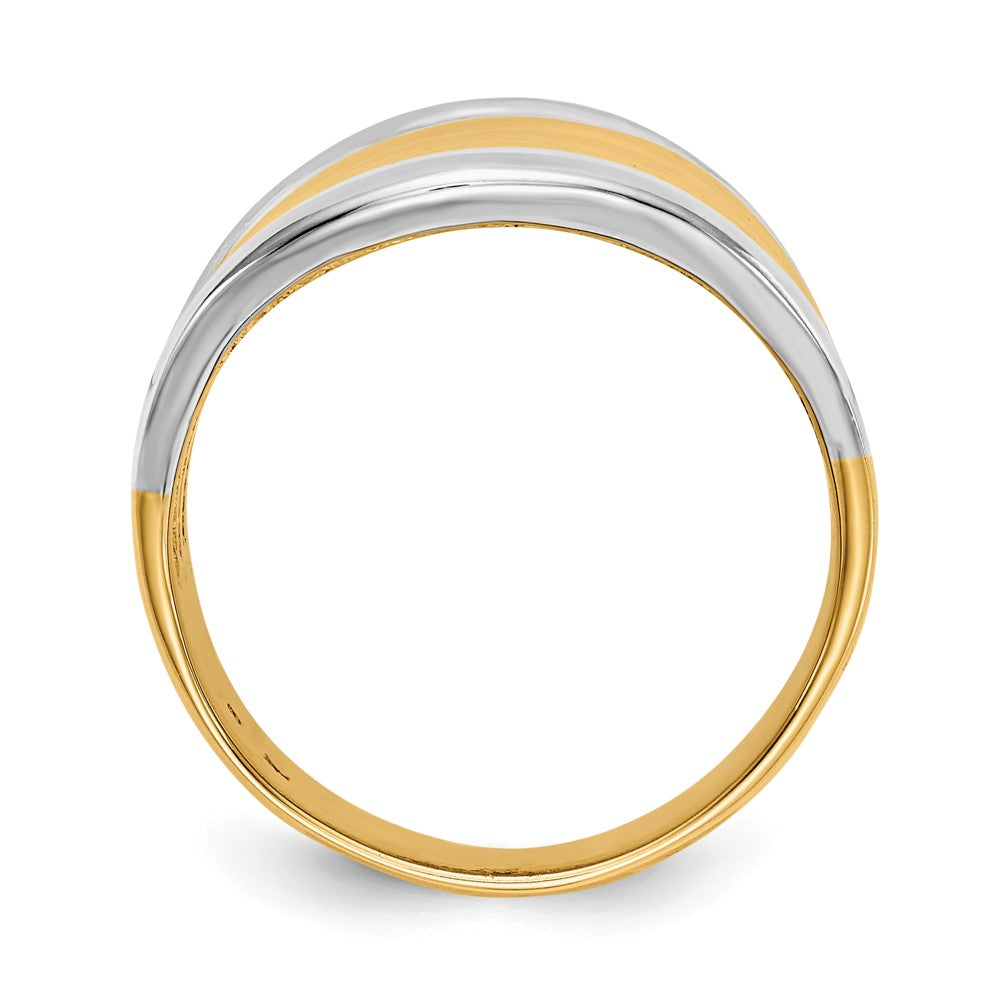 14k & Rhodium Fancy Dome Ring, Size: 7