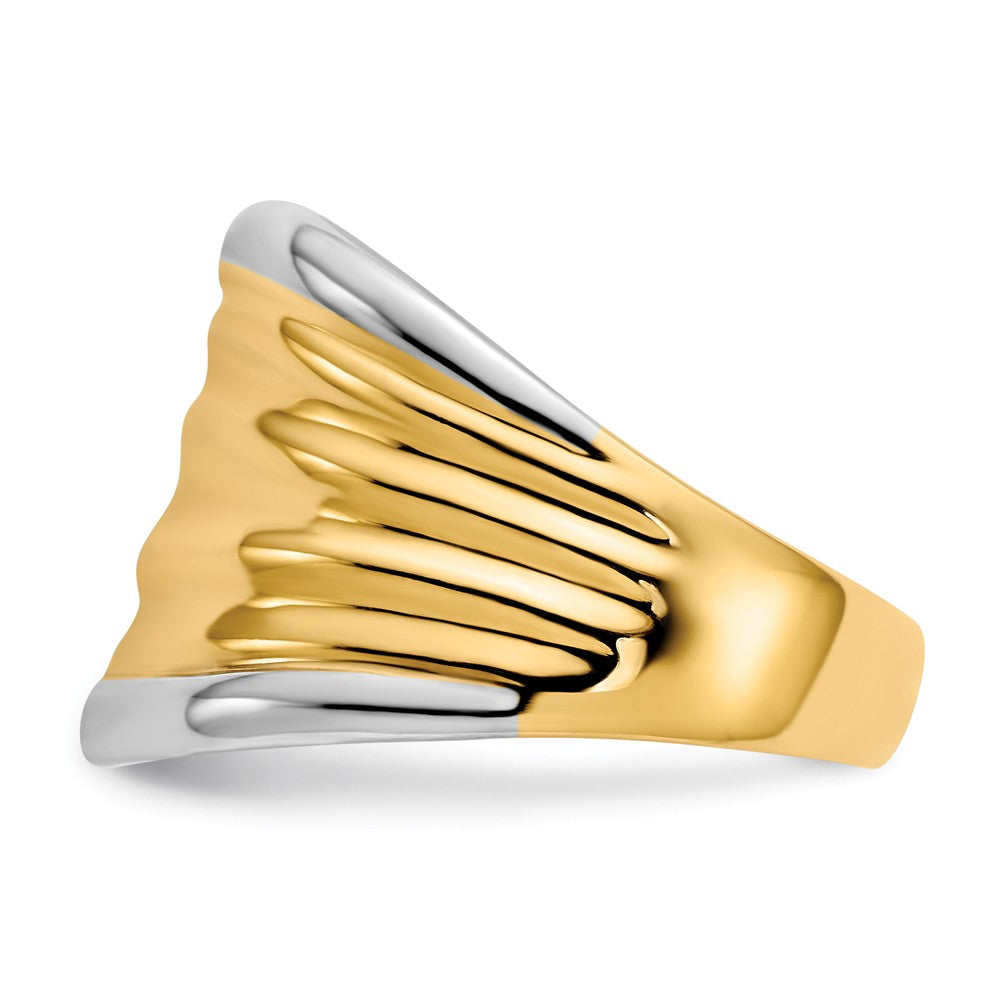 14k & Rhodium Fancy Dome Ring, Size: 7