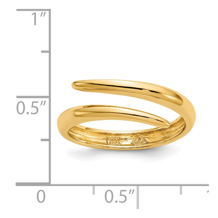 14k Yellow Gold Polished Bypass Ring, Size: 7