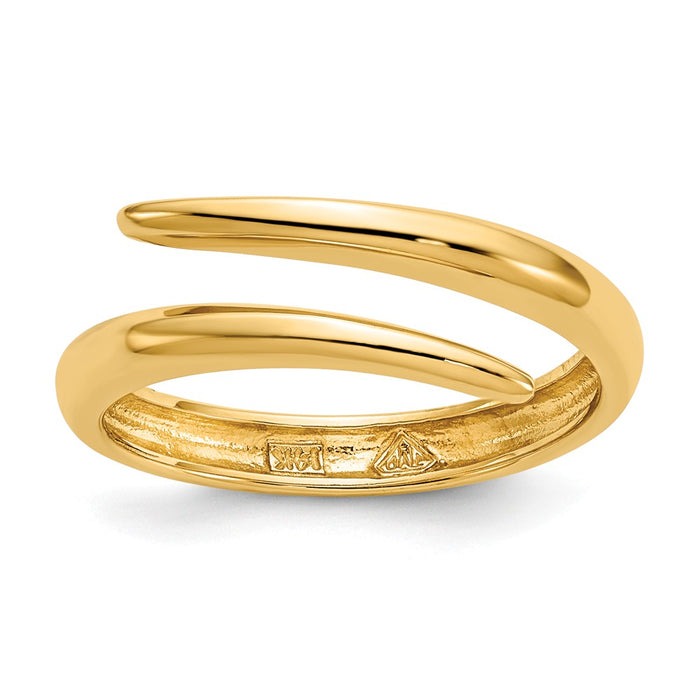 14k Yellow Gold Polished Bypass Ring, Size: 7