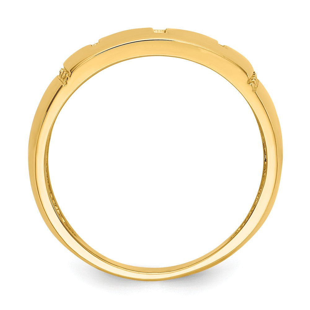 14k Yellow Gold Polished & Rhodium Cut-out 3 Cross Ring, Size: 7.5
