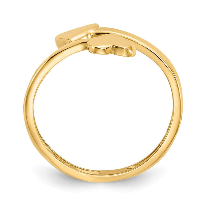 14k Yellow Gold Double Heart Toe Ring