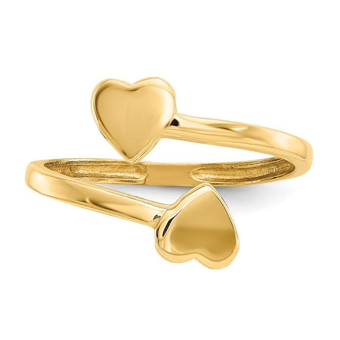 14k Yellow Gold Double Heart Toe Ring