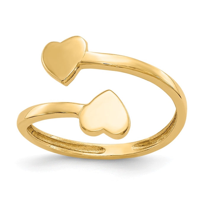 14k Yellow Gold Double Heart Toe Ring