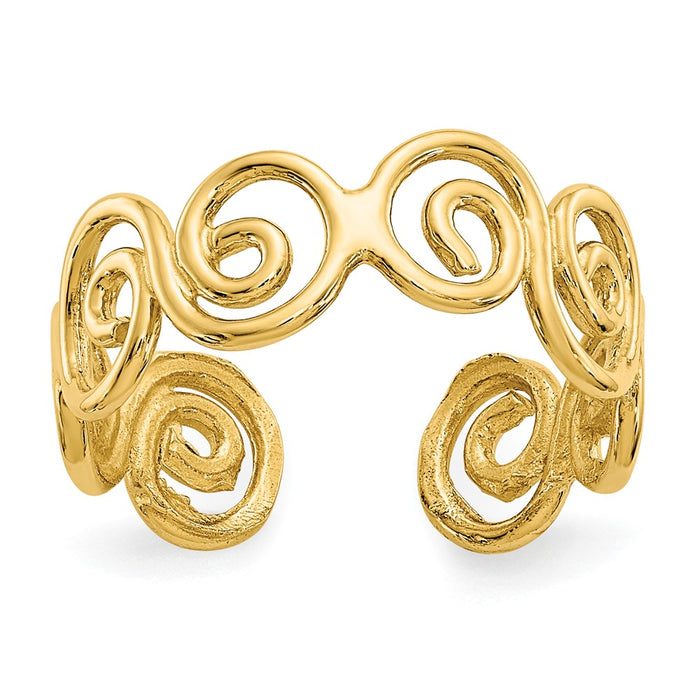 14k Yellow Gold Scroll Toe Ring