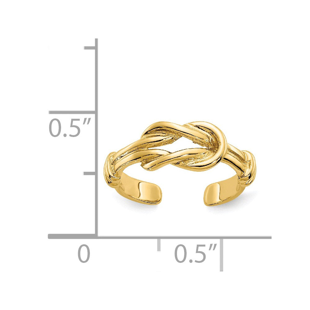 14k Yellow Gold Love Knot Toe Ring
