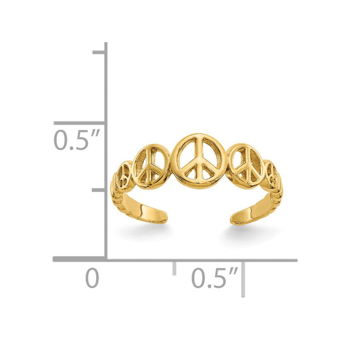 14k Yellow Gold Peace Sign Toe Ring