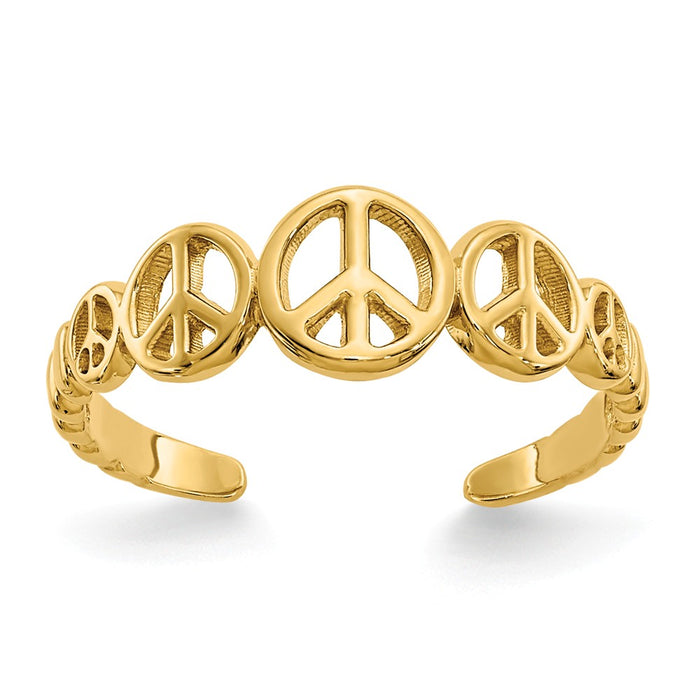 14k Yellow Gold Peace Sign Toe Ring