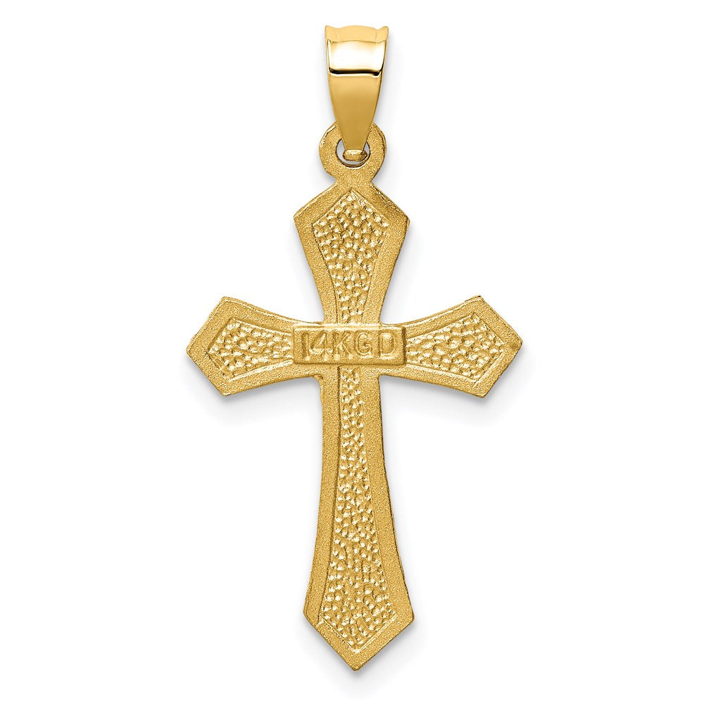 Million Charms 14K Yellow Gold Themed Satin & Diamond-Cut Relgious Crucifix Charm
