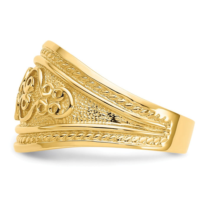 14k Yellow Gold Polished Scroll Ring, Size: 6