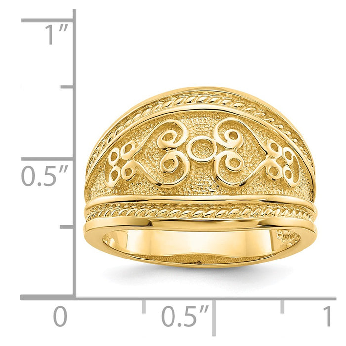 14k Yellow Gold Polished Scroll Ring, Size: 6