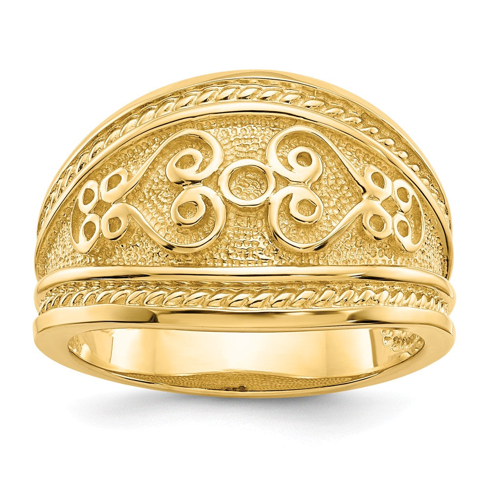 14k Yellow Gold Polished Scroll Ring, Size: 6