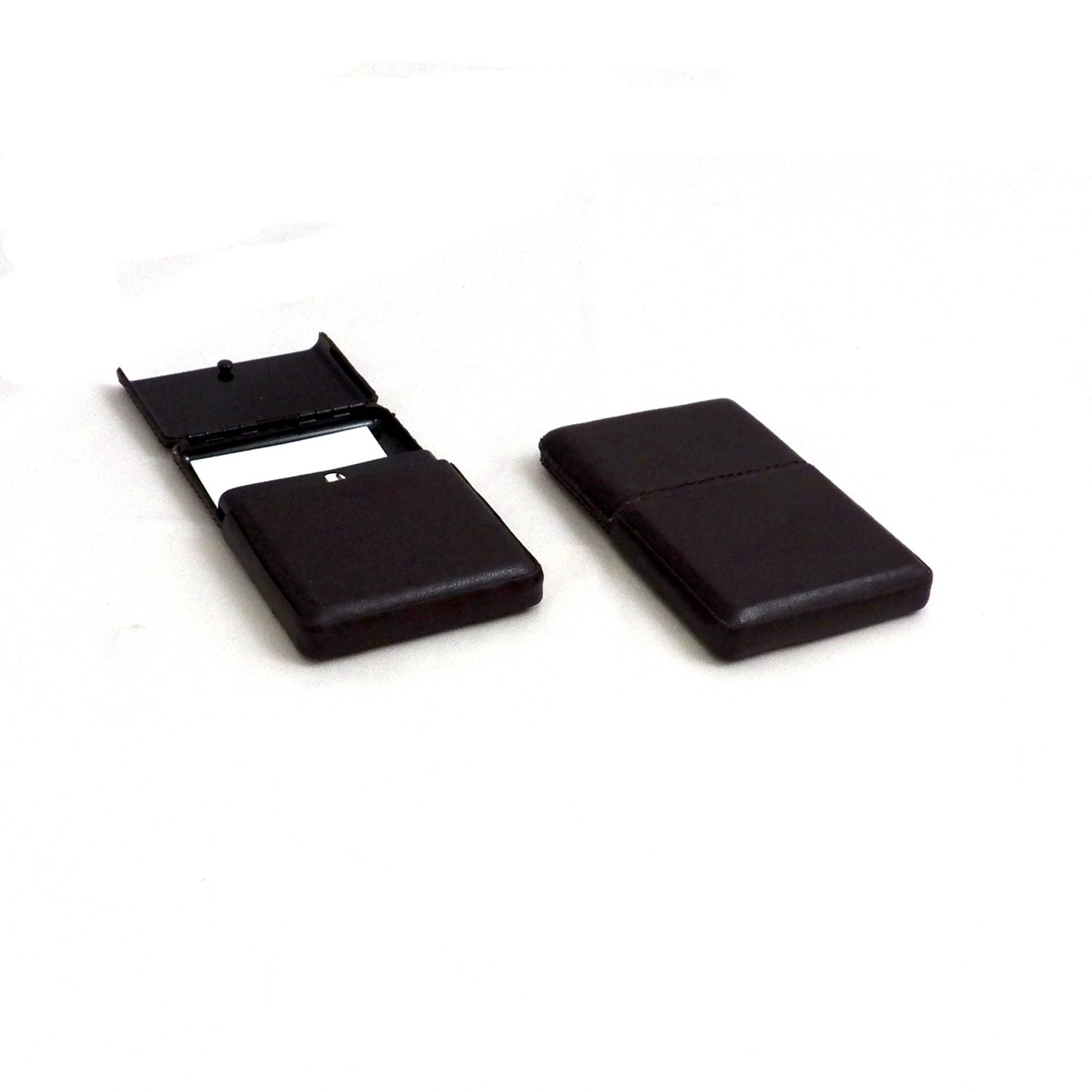 Occasion Gallery Brown Color Brown Leather Business Card Case with Flip Top. 2.5 L x 3.75 W x 0.35 H in.