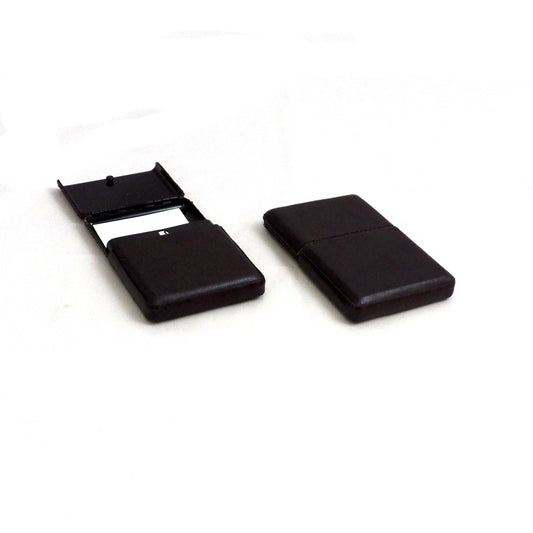 Occasion Gallery Brown Color Brown Leather Business Card Case with Flip Top. 2.5 L x 3.75 W x 0.35 H in.