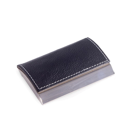 Occasion Gallery Black Color Black Leather Business Card Case with Magnetic Lid. 3.85 L x 2.5 W x 0.5 H in.