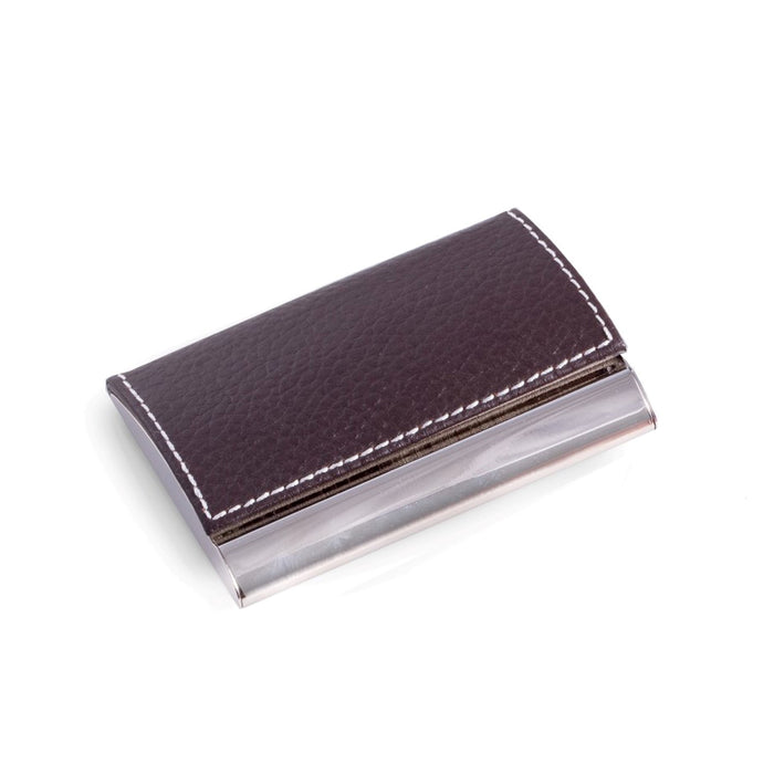 Occasion Gallery Brown Color Brown Leather Business Card Case with Magnetic Lid. 3.85 L x 2.5 W x 0.5 H in.