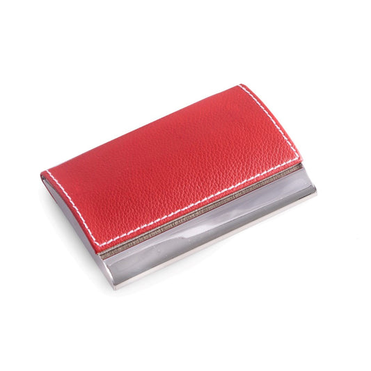Occasion Gallery Red Color Red Leather Business Card Case with Magnetic Lid. 3.85 L x 2.5 W x 0.5 H in.