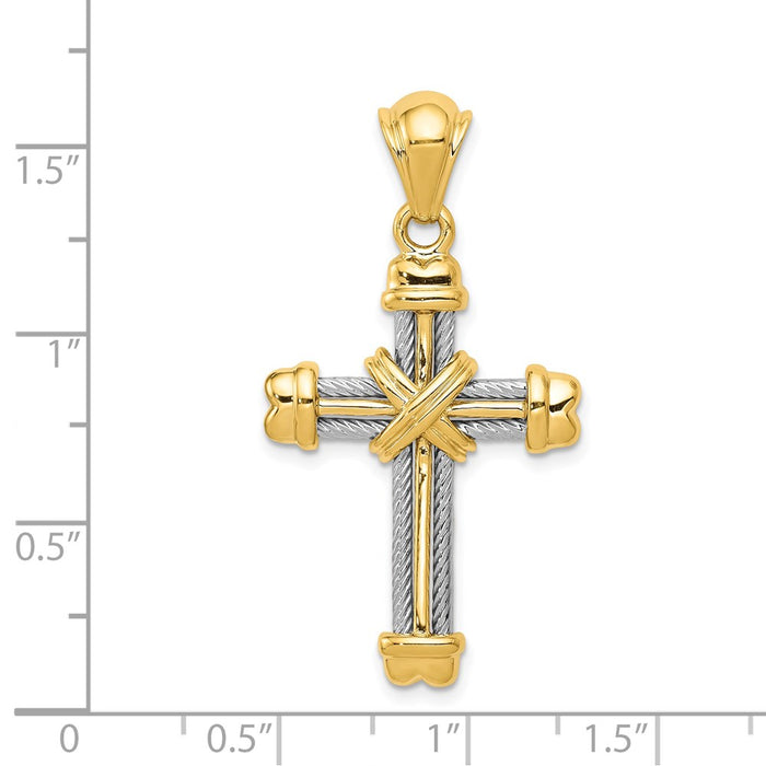 Million Charms 14K Two-Tone Relgious Cross Pendant