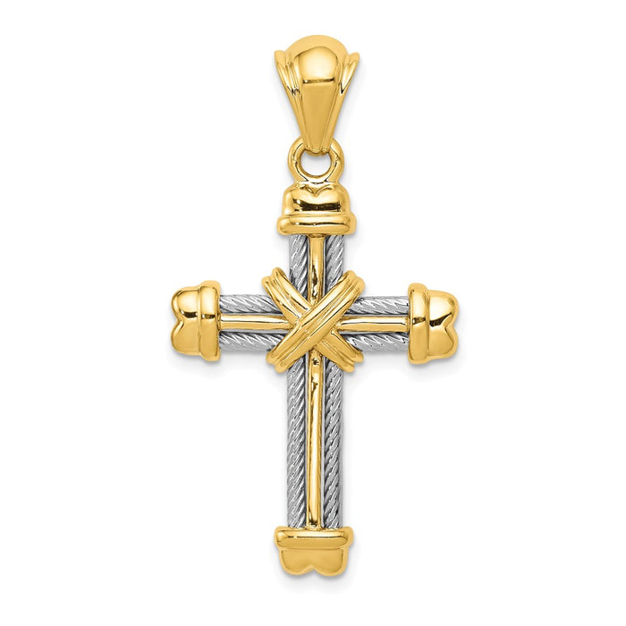 Million Charms 14K Two-Tone Relgious Cross Pendant