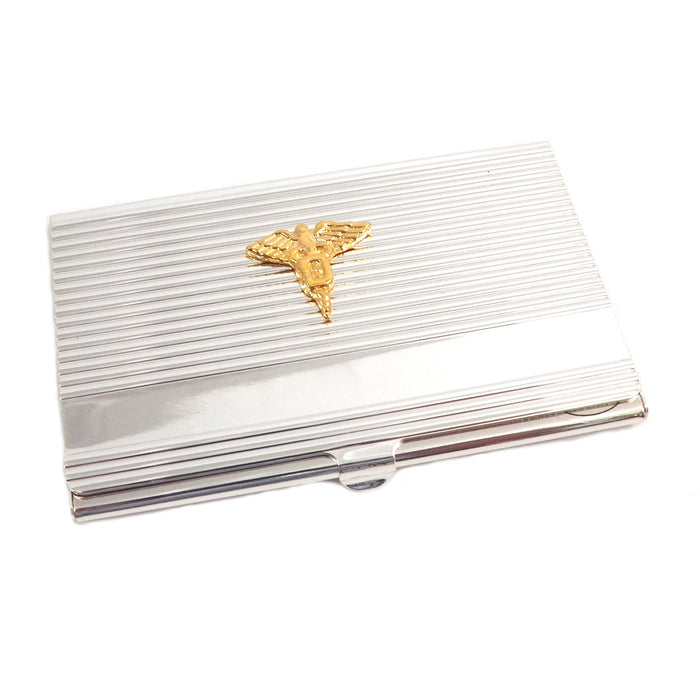 Occasion Gallery Silver/Gold Color Silver Plated Business Card Case with Gold Plated "Dental" Emblem. 3.75 L x 2.35 W x 0.25 H in.