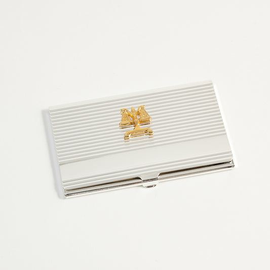 Occasion Gallery Silver/Gold Color Silver Plated Business Card Case with Gold Plated "Legal" Emblem. 3.75 L x 2.35 W x 0.25 H in.