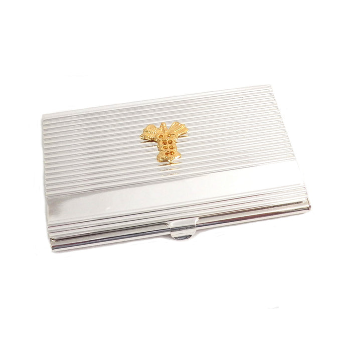 Occasion Gallery Silver/Gold Color Silver Plated Business Card Case with Gold Plated "Medical" Emblem. 3.75 L x 2.35 W x 0.25 H in.