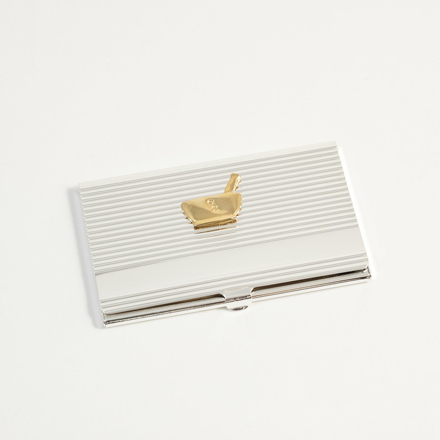 Occasion Gallery Silver/Gold Color Silver Plated Business Card Case with Gold Plated "Pharmacy" Emblem. 3.75 L x 2.35 W x 0.25 H in.