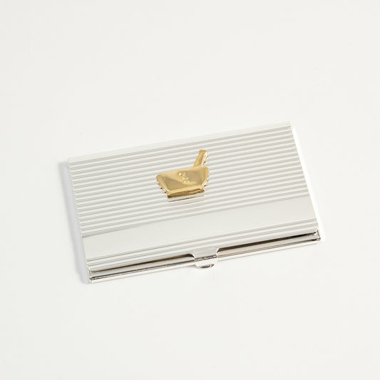 Occasion Gallery Silver/Gold Color Silver Plated Business Card Case with Gold Plated "Pharmacy" Emblem. 3.75 L x 2.35 W x 0.25 H in.