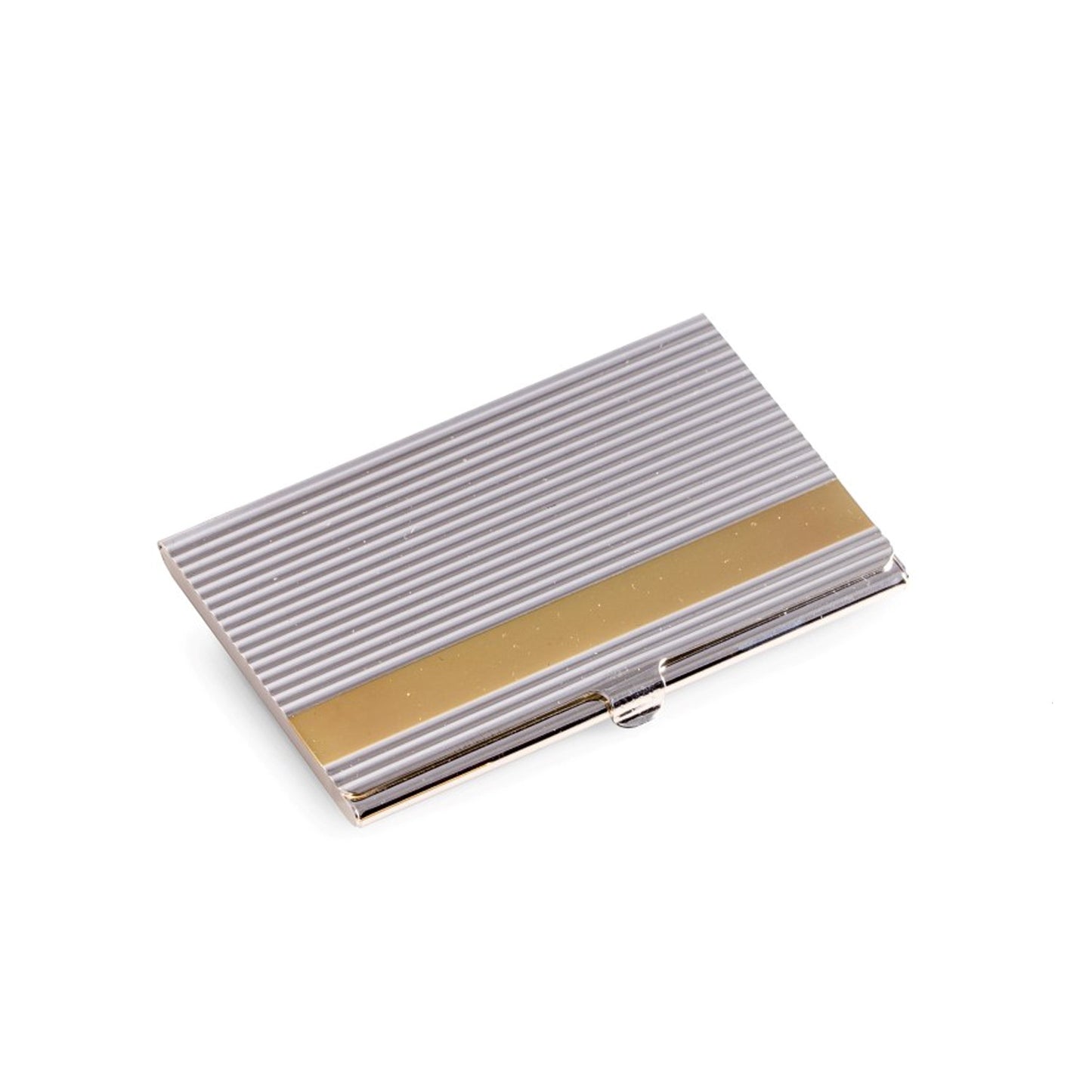 Occasion Gallery Silver/Gold Color Silver Plated Business Card Case with Lined Design and Gold Trim. 3.75 L x 2.35 W x 0.25 H in.