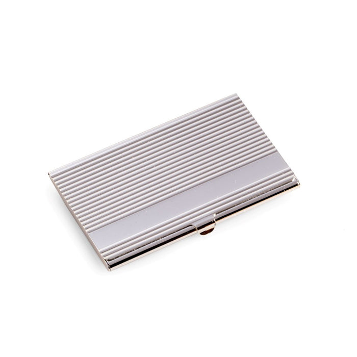 Occasion Gallery Silver Color Silver Plated Business Card Case with Lined Design. 3.75 L x 2.35 W x 0.25 H in.