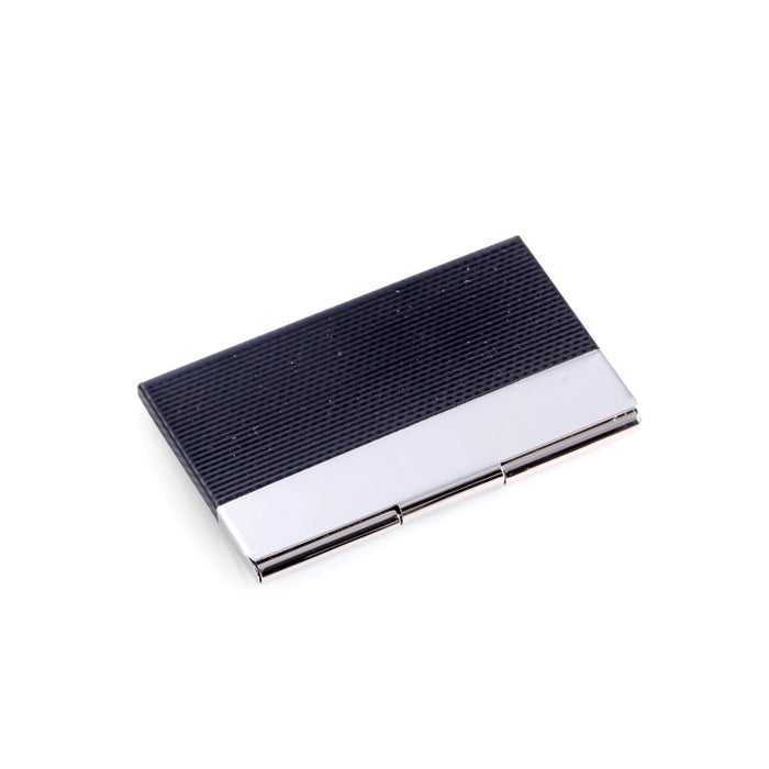 Occasion Gallery Black/Silver Color Silver Plated Business Card Case with Black Anodized Trim. 3.85 L x 2.5 W x 0.35 H in.