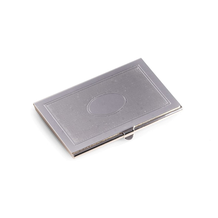Occasion Gallery Silver Color Silver Plated Business Card Case with Oval Design. 3.85 L x 0.35 W x 2.5 H in.