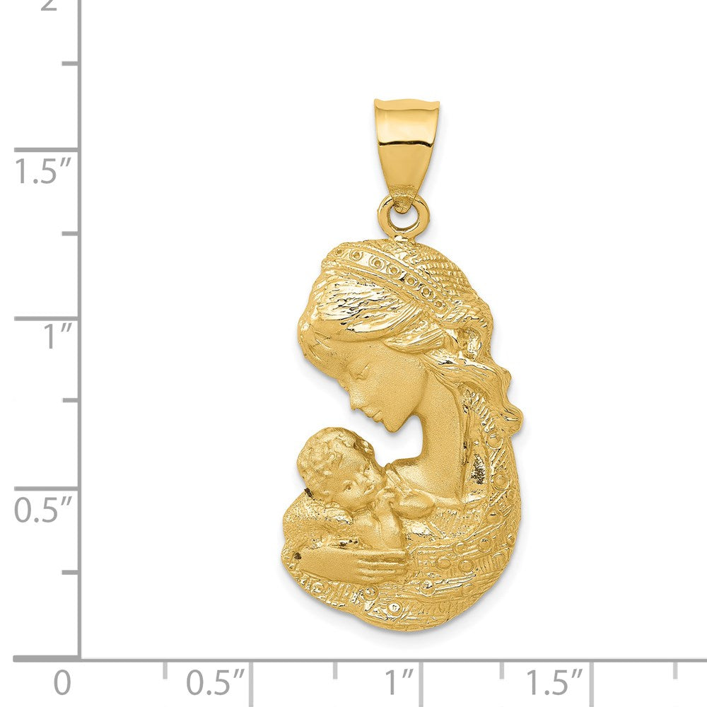 Million Charms 14K Yellow Gold Themed Solid Satin Polished Mother Holding Child Charm