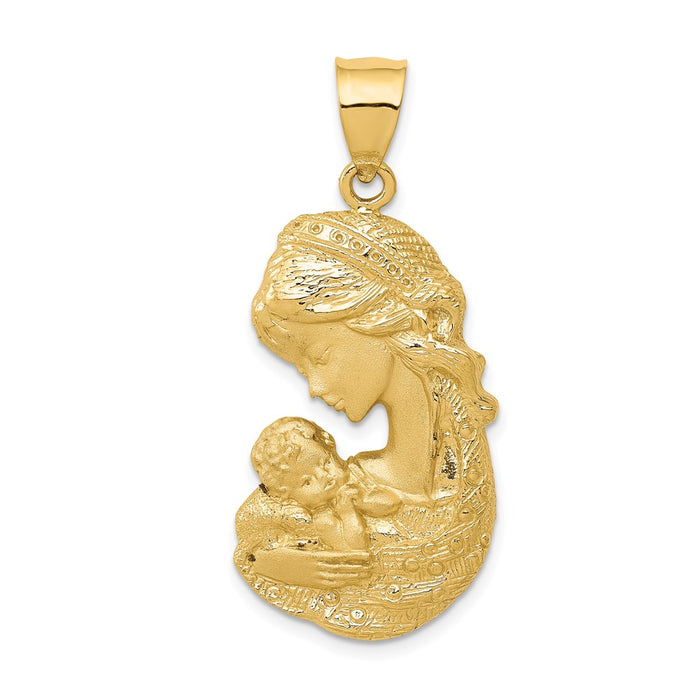 Million Charms 14K Yellow Gold Themed Solid Satin Polished Mother Holding Child Charm