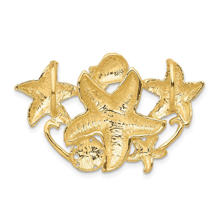 Million Charms 14K Yellow Gold Themed Nautical Starfish Cluster Slide