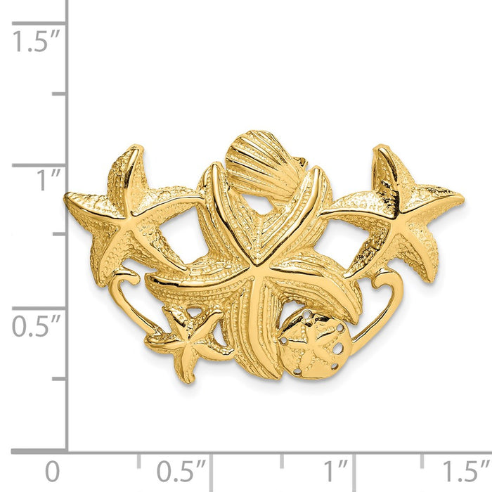 Million Charms 14K Yellow Gold Themed Nautical Starfish Cluster Slide