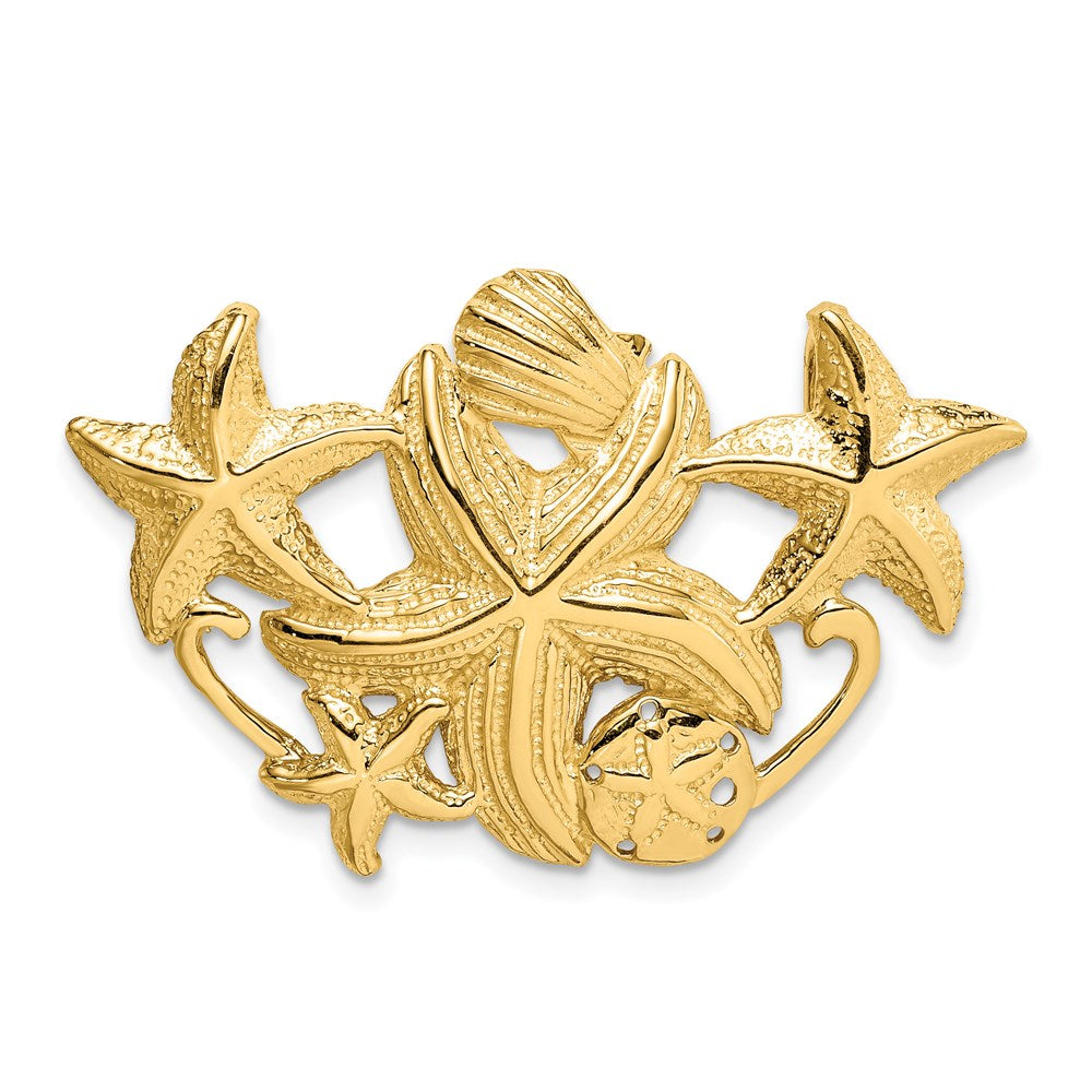 Million Charms 14K Yellow Gold Themed Nautical Starfish Cluster Slide